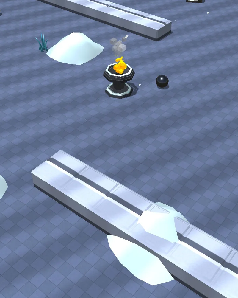 Night office arena: blue-grey carpet tiles, white partitions and paper piles