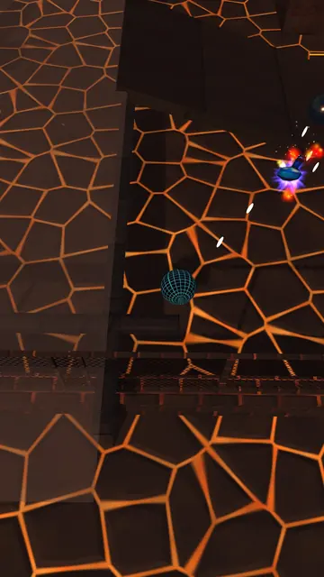 Explosion on glowing lava tiles in the volcano arena