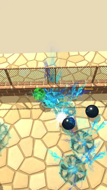 Supernova weapon impact with blue lightning effects in the desert town arena
