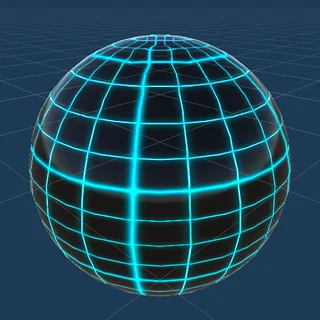 Black ball skin with glowing cyan neon grid lines